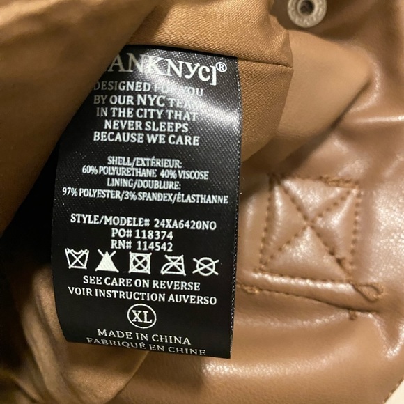 Blank NYC Brown Faux Leather Full Zip Moto Jacket New W/ Tag Biker Grunge City - Picture 10 of 10